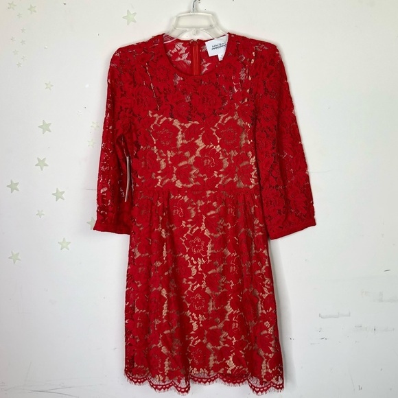 Mare Mare By Anthropologie Persephone red lace mini dress - Picture 4 of 7